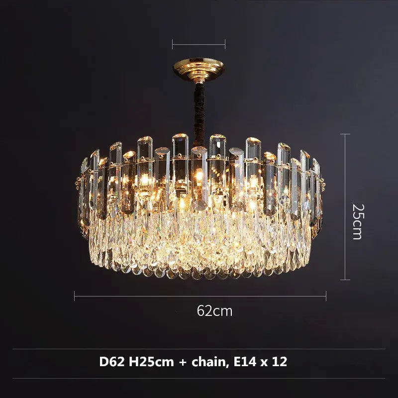 Modern gold and gray clear crystal pendant lamp living room luxury