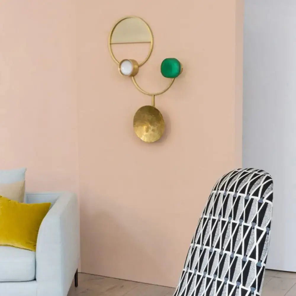 Modern gold and green orbit wall sconce bedroom wall lamp