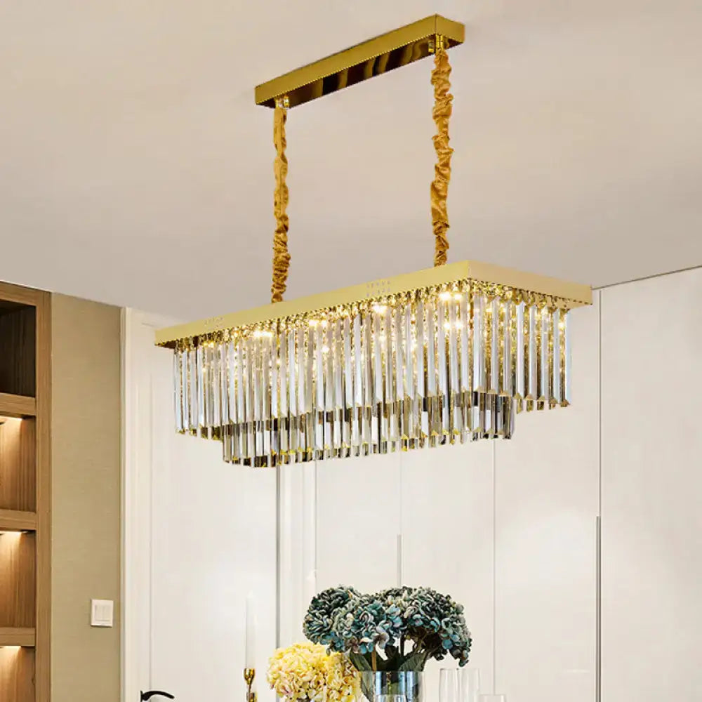 Modern gold and smoke gray crystal chandelier kitchen island e12 e14