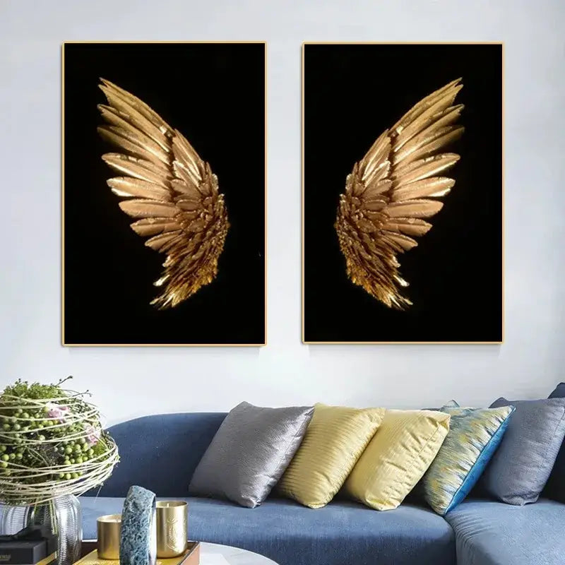 Modern gold angel wing led wall lamp bedroom art decor