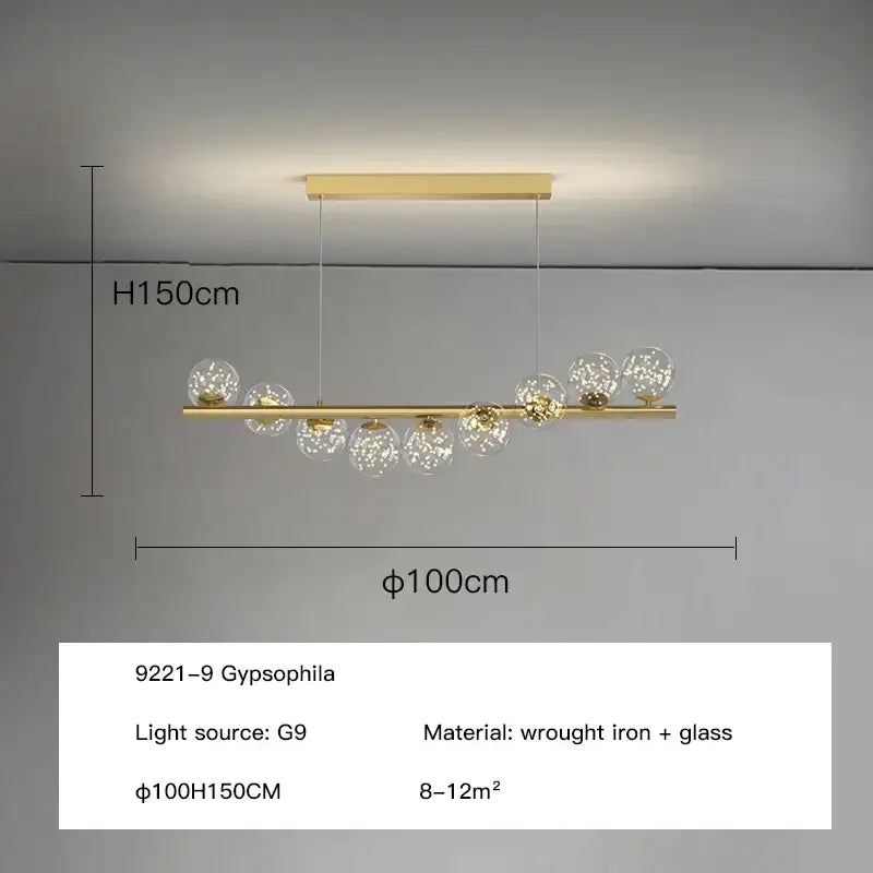 Modern gold ball g9 led ceiling chandelier for dining room