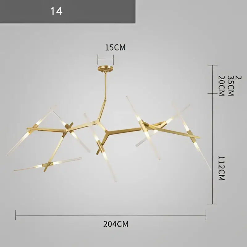 Modern gold & black branch suspension pendant light dining room