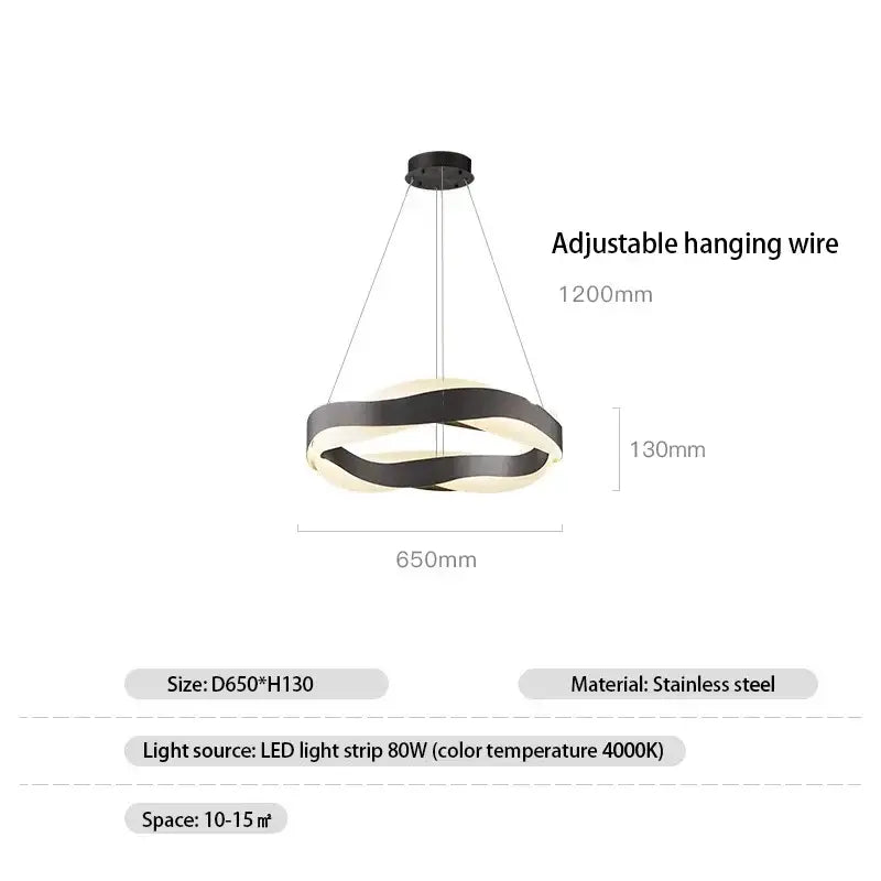 Modern gold & black circle pendant light living room chandelier