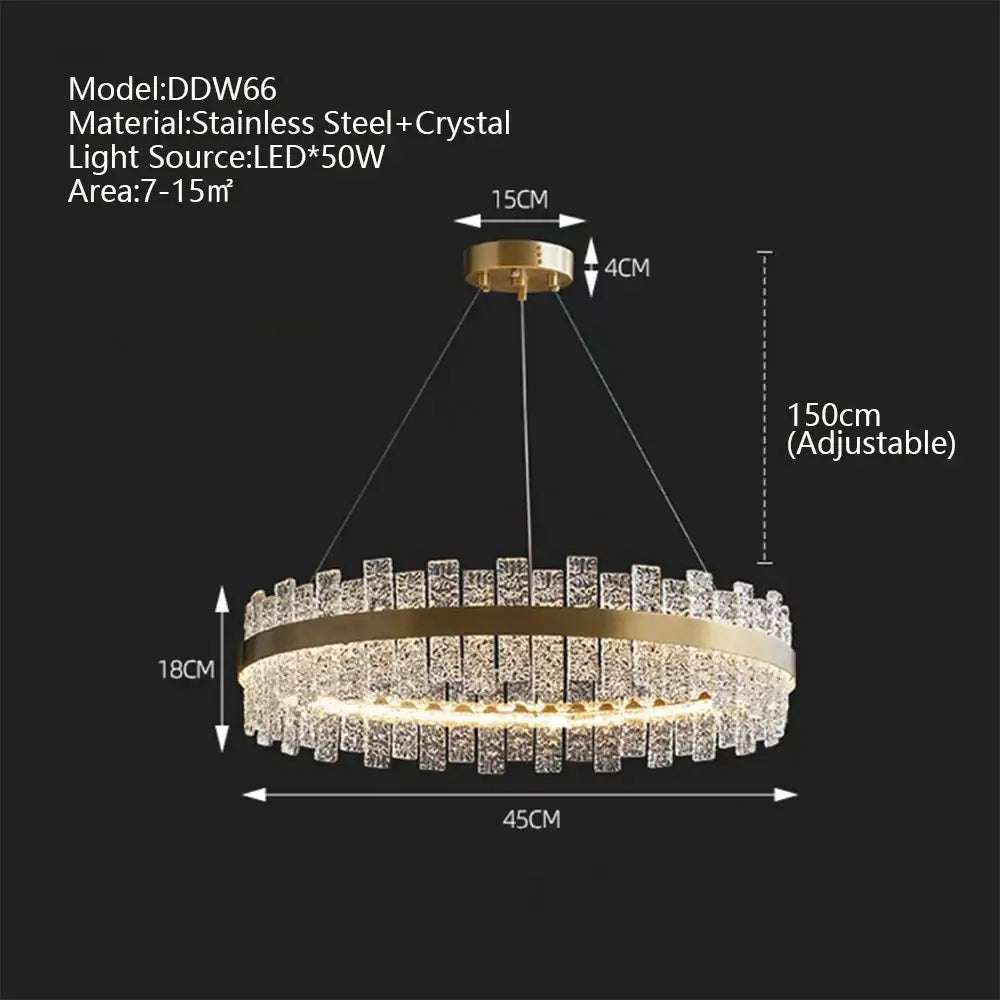 Modern gold & black crystal led chandelier dining room pendant light