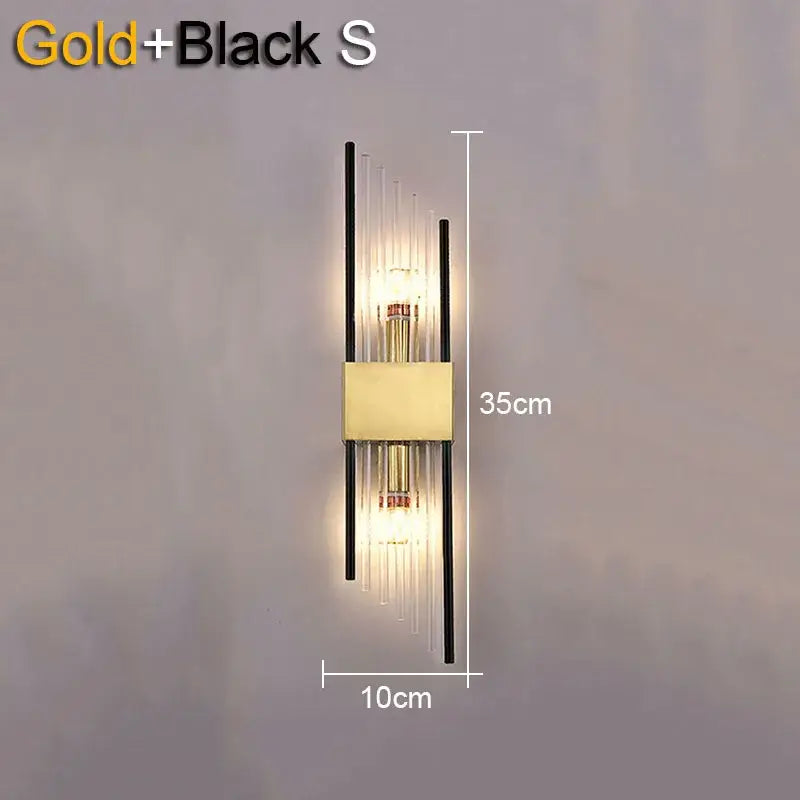Modern gold & black crystal wall lamp for living room