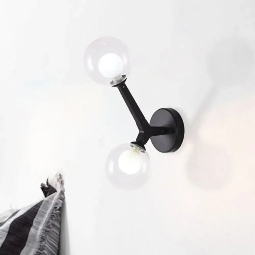 Modern gold & black double globe wall lamp corridor sconce light