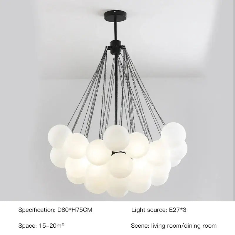 Modern gold & black frosted glass ball chandelier for dining room
