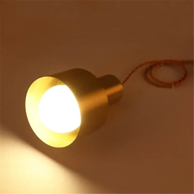 Modern gold brass trumpet pendant light bedroom cylindrical lamp