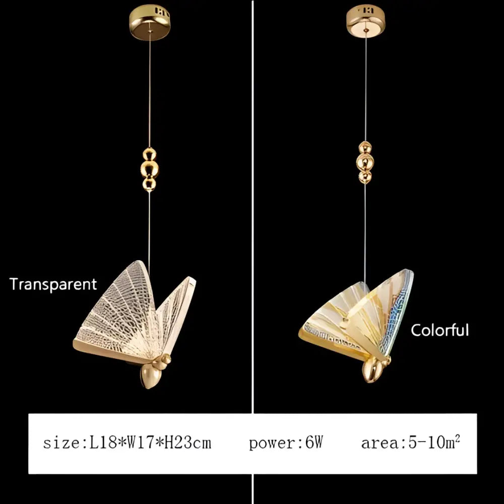 Modern gold butterfly led pendant lamp bedroom chandelier lighting