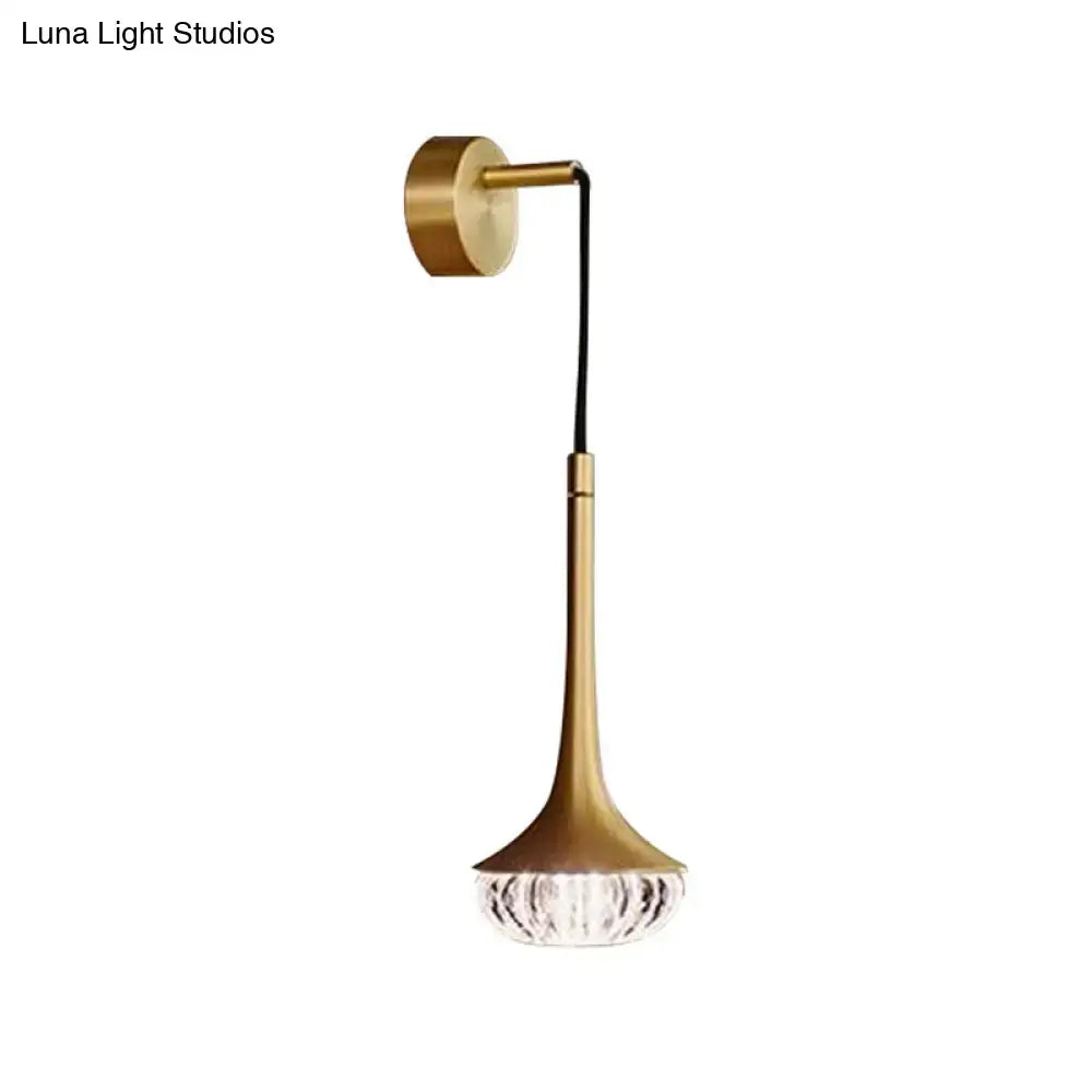 Modern gold clear textured glass wall sconce for living room