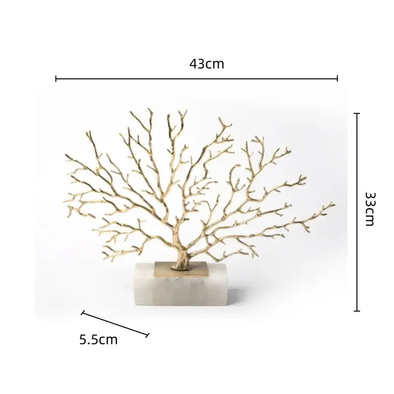 Modern gold coral tree sculpture living room marble decor
