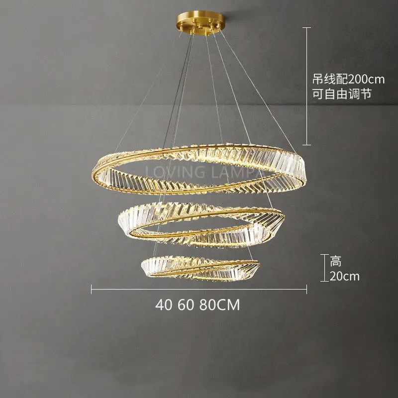 Modern gold crystal ceiling pendant light living room