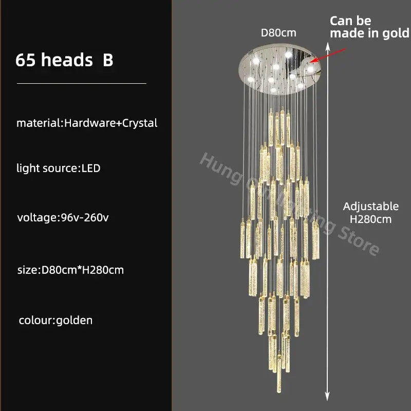 Modern gold crystal chandelier dining room luxury pendant light