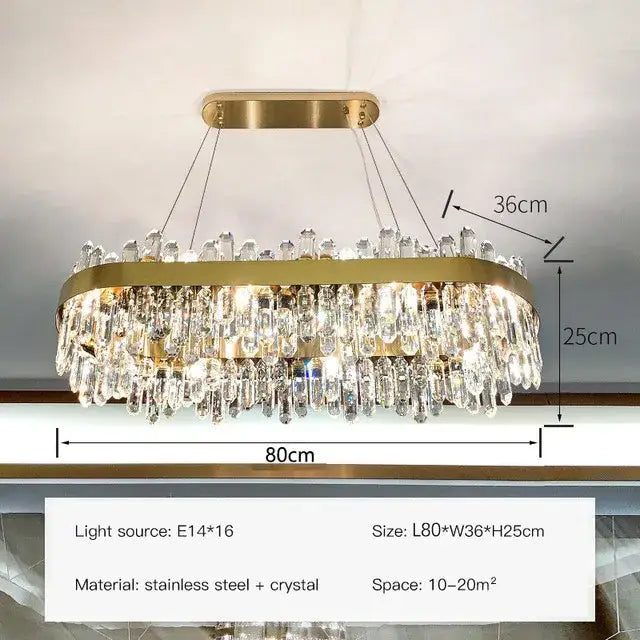Modern gold crystal circle ceiling chandelier dining room light