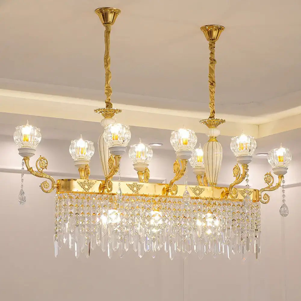 Modern gold crystal floral light fixture dining room pendant lamp