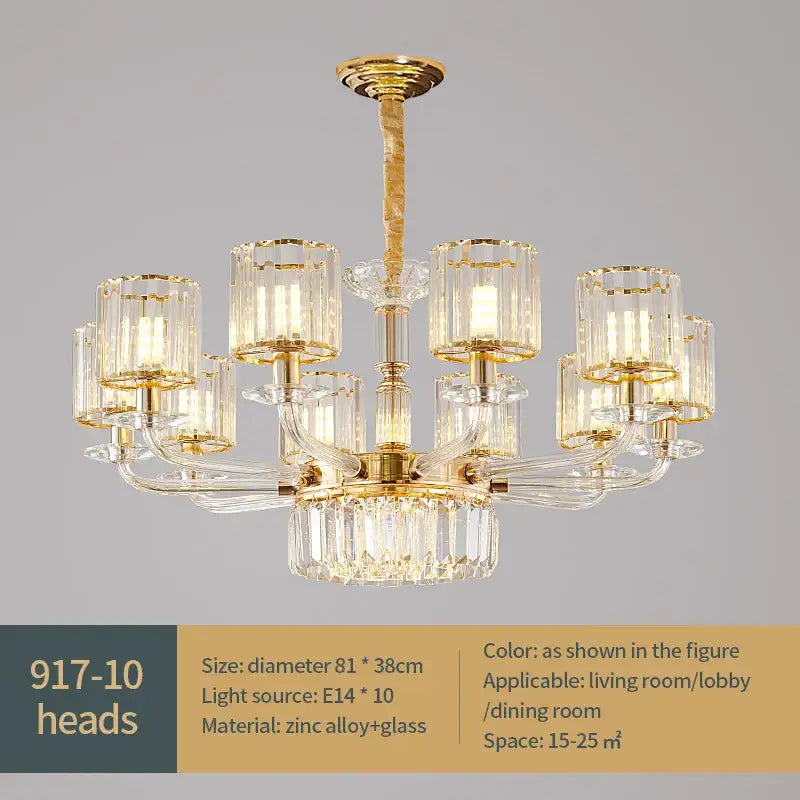 Modern gold crystal glass pendant lamp for dining room