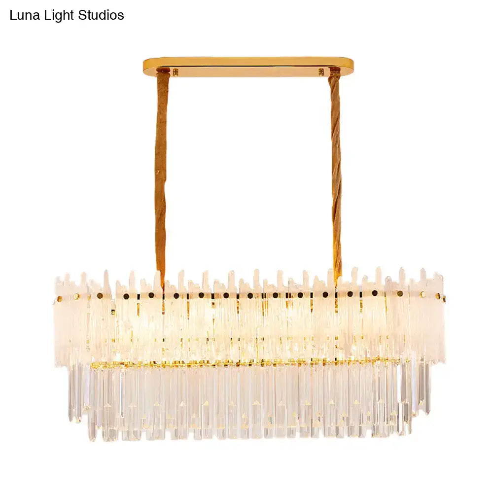 Modern gold crystal island lighting dining room rectangle chandelier