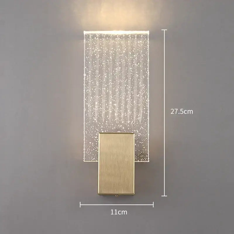 Modern gold crystal led wall sconce bedroom glass rod light