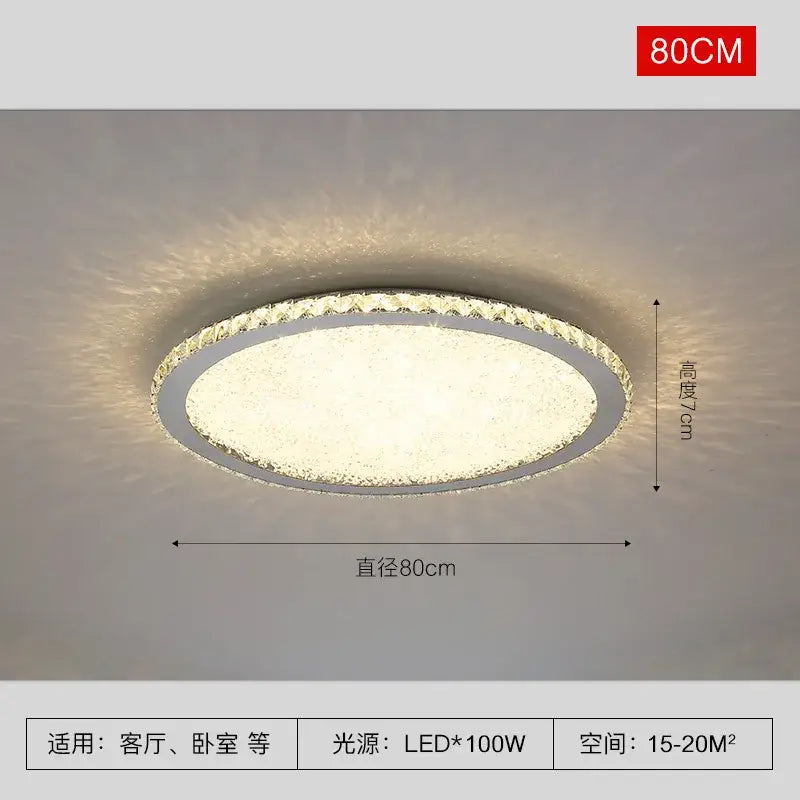 Modern gold crystal round led ceiling light living room