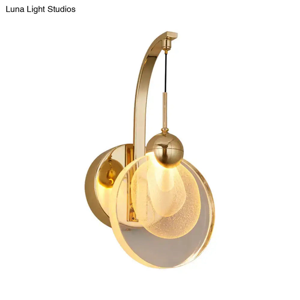 Modern gold crystal shade wall lamp living room 110v-120v light