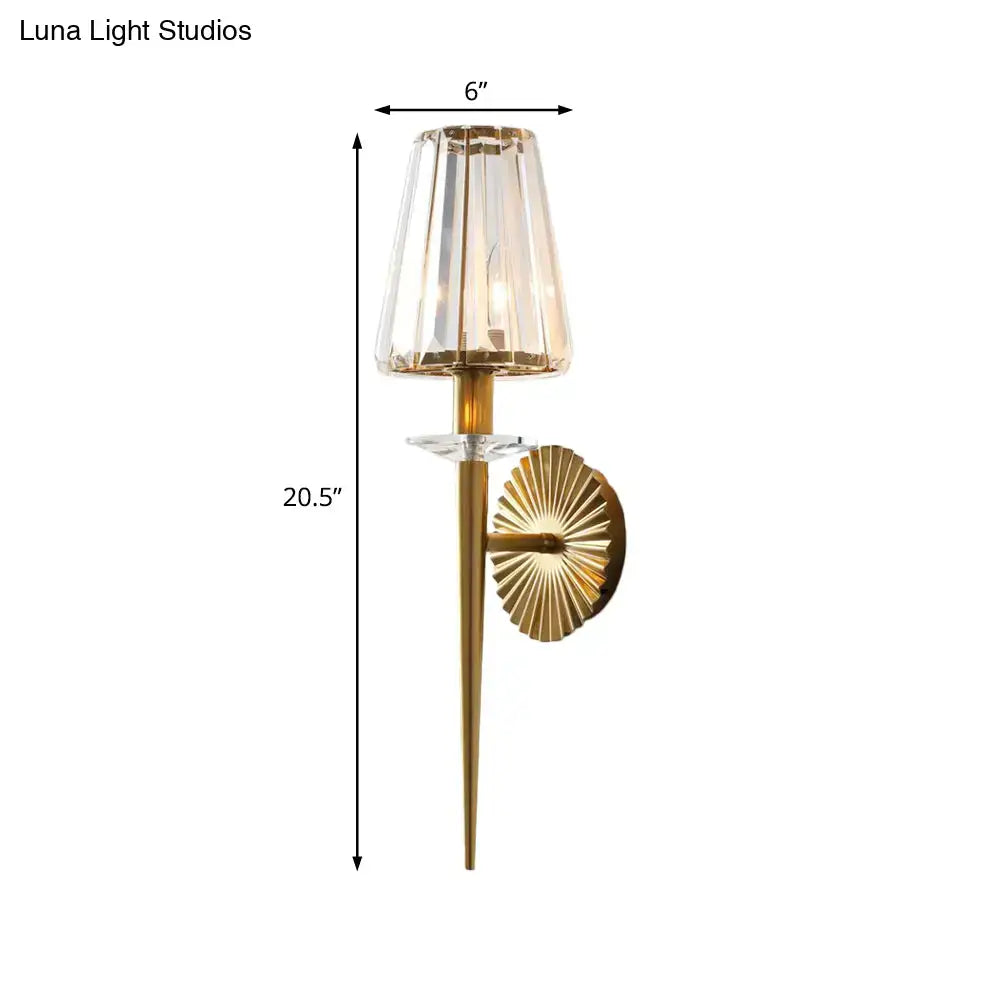 Modern gold crystal shade wall light living room sunburst design