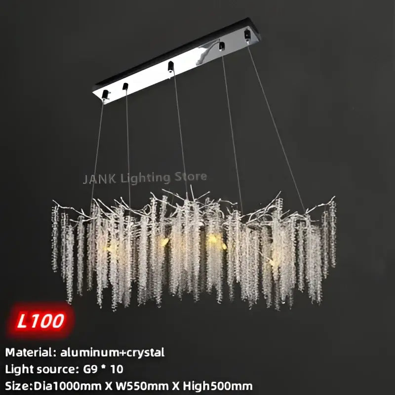 Modern gold crystal tassel pendant chandelier dining room lighting