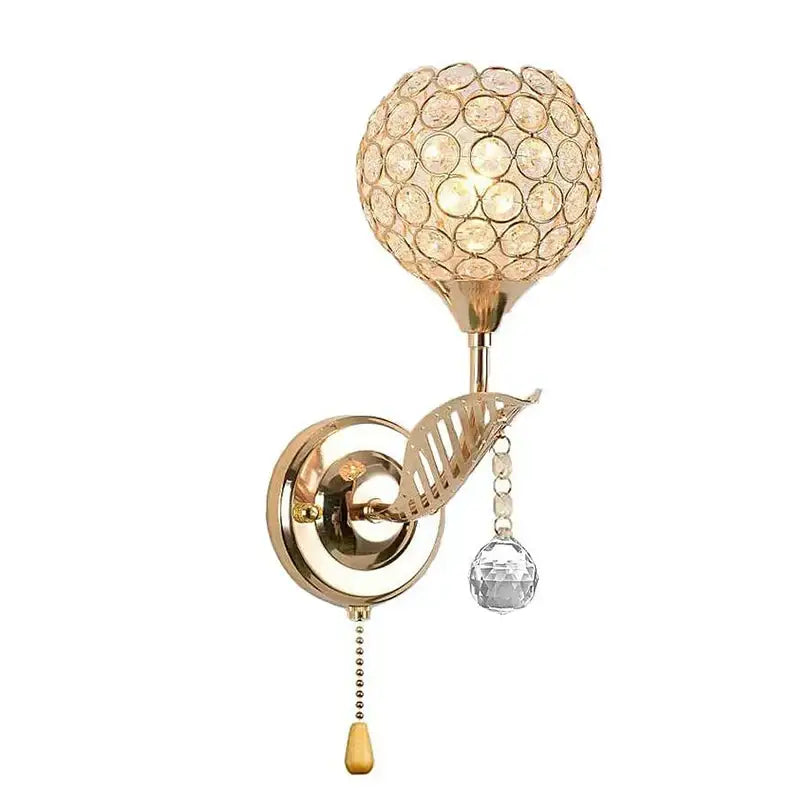 Modern gold crystal wall lamp bedroom spherical sconce decor
