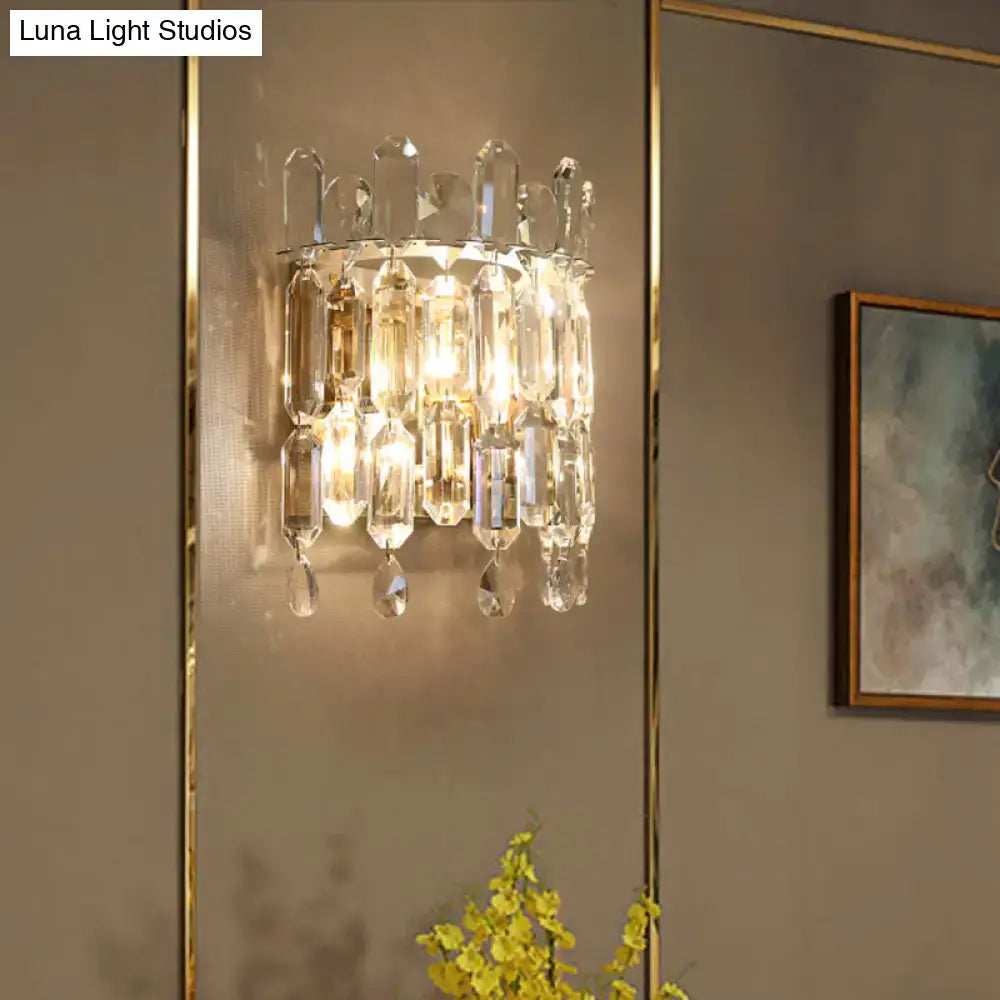 Modern gold crystal wall mount lighting – living room sconce