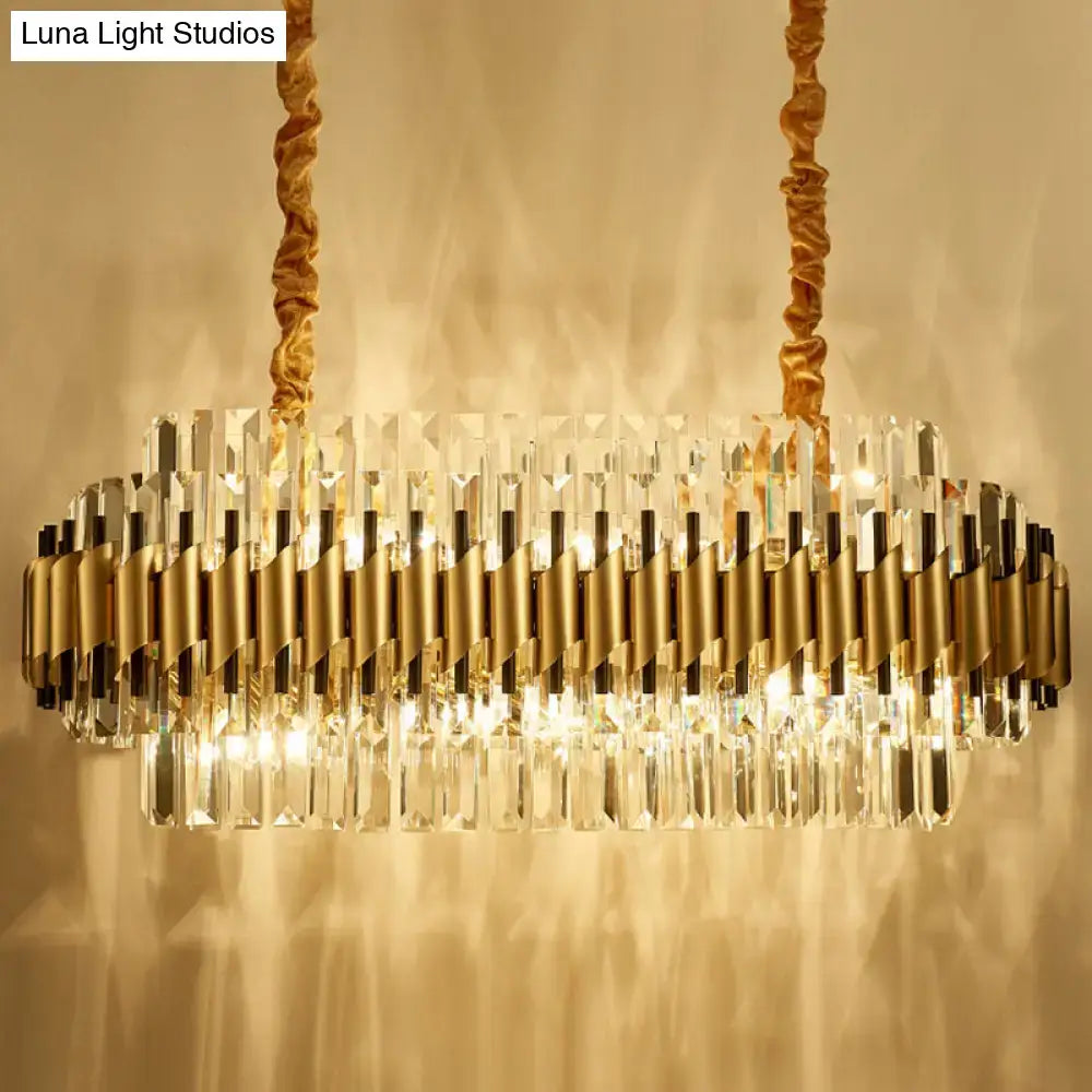 Modern gold cut crystal chandelier dining room light kit