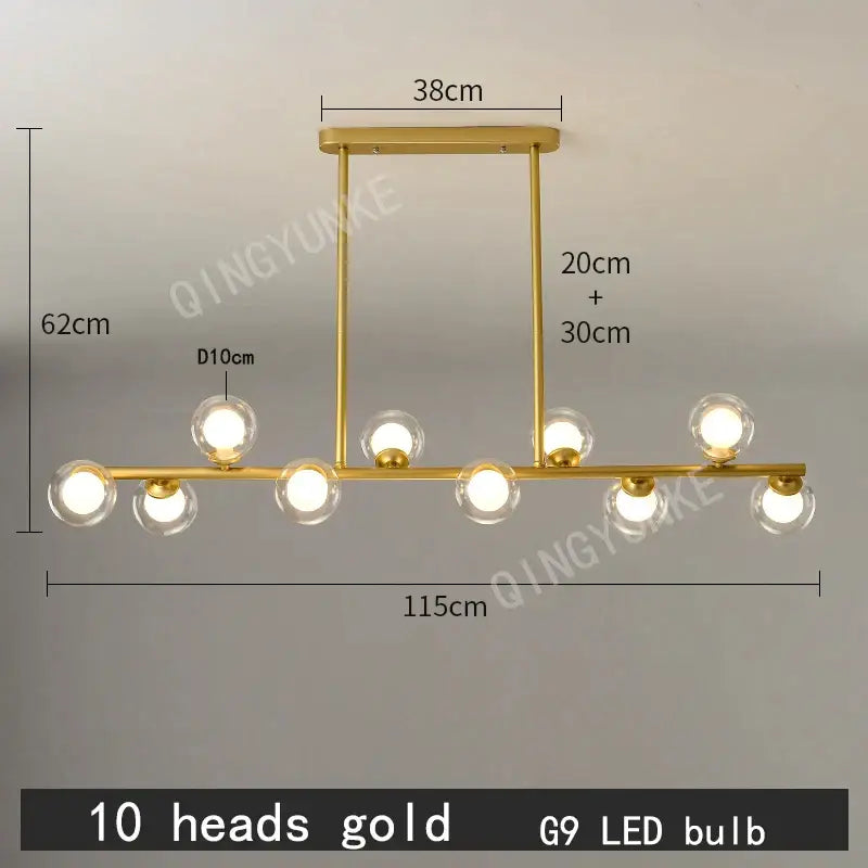 Modern gold bubble ball led hanging chandelier dining room