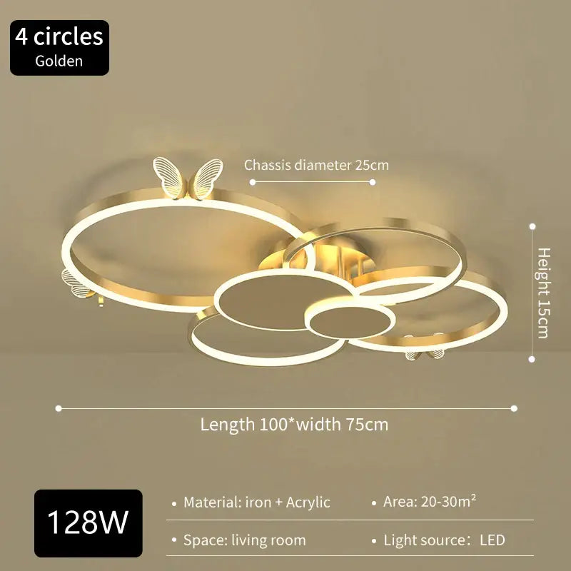 Modern gold butterfly light round living room lamp