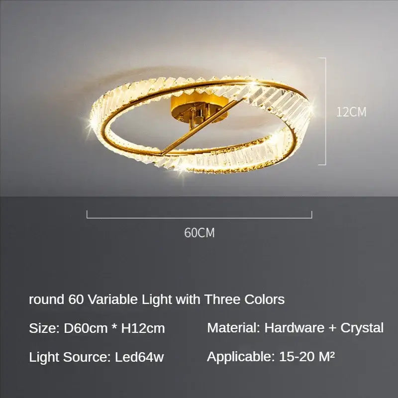Modern gold crystal led chandelier living room light