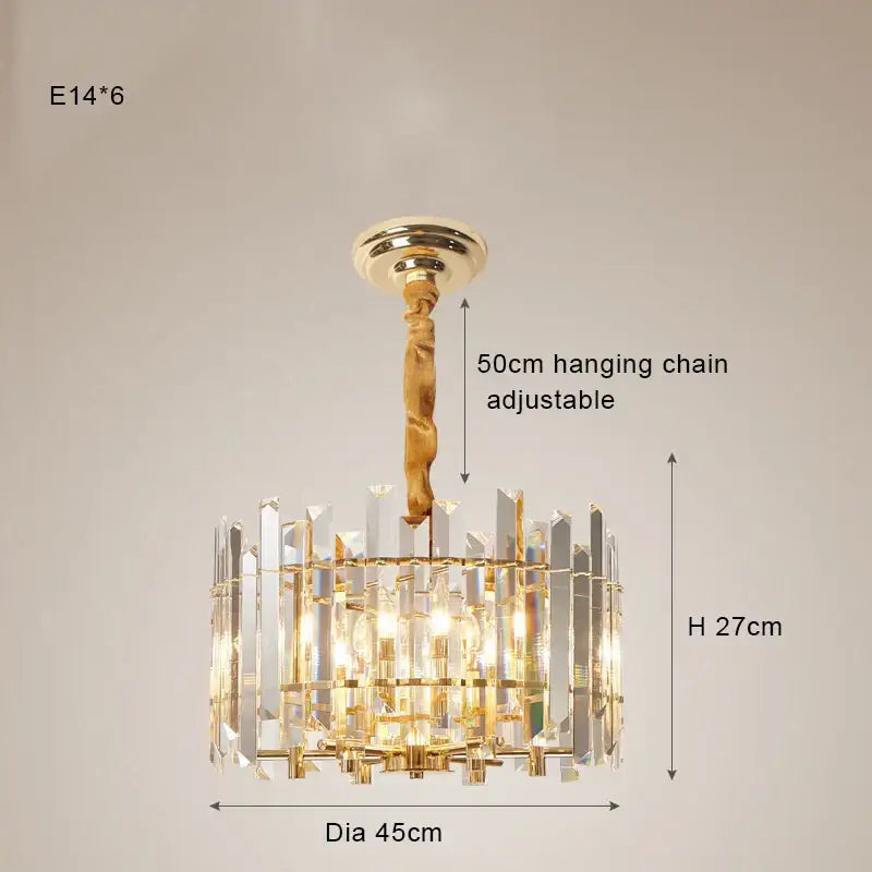 Modern gold crystal round chandelier living room light
