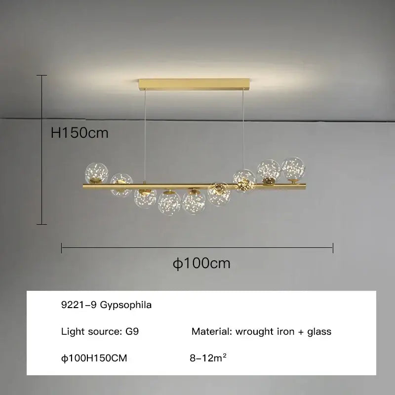 Modern gold glass balls chandelier dining room pendant light