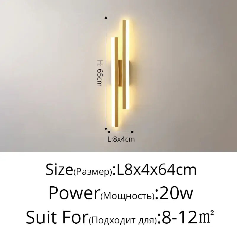 Modern gold led strip wall lamp bedroom sconce light