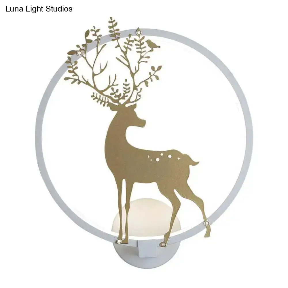 Modern gold deer mural led hoop wall sconce living room light