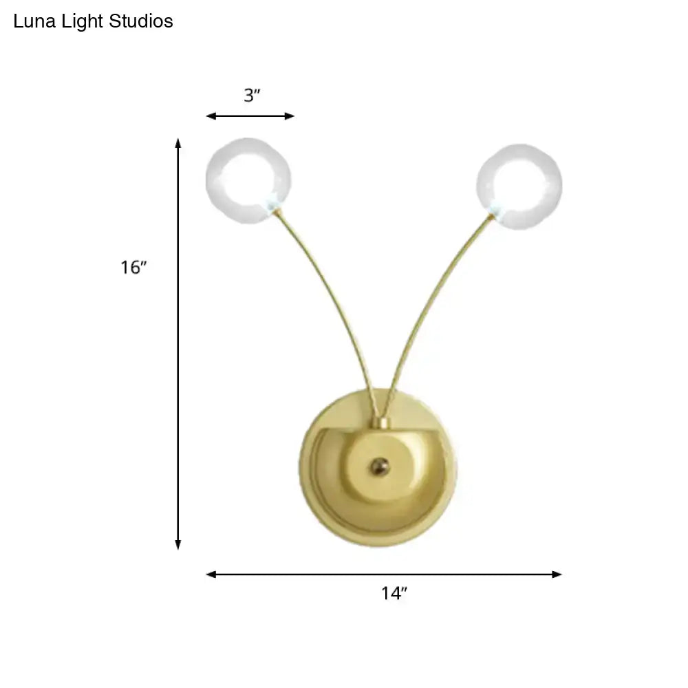 Modern gold double arm wall lamp bedroom globe glass fixture