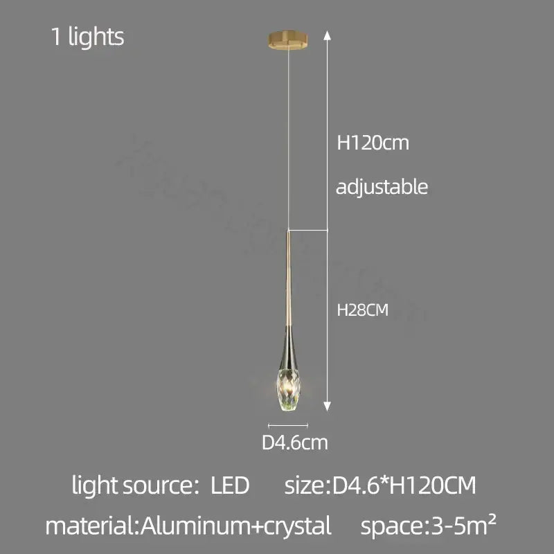 Modern gold elegant crystal chandelier living room teardrop light