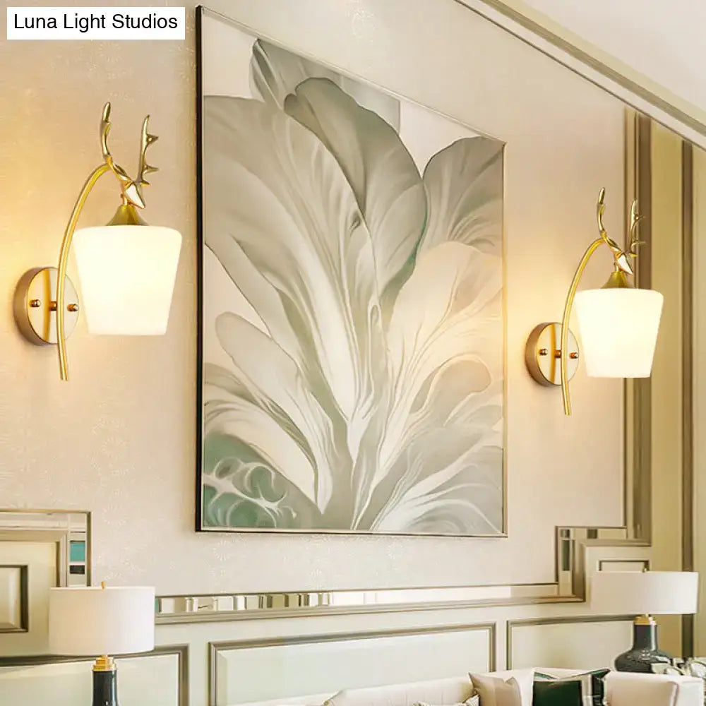 Modern gold elk led incandescent wall sconce bedroom glass light