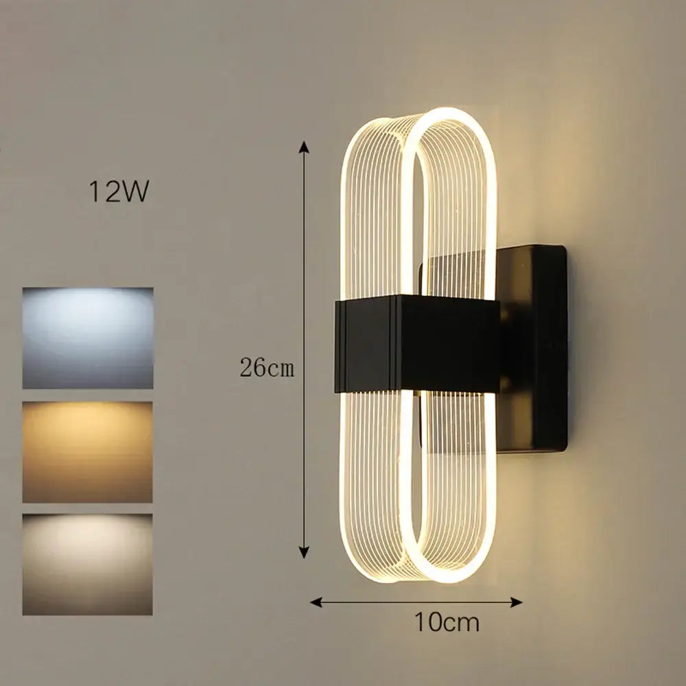 Modern gold elliptical led wall lamp for bedroom decor