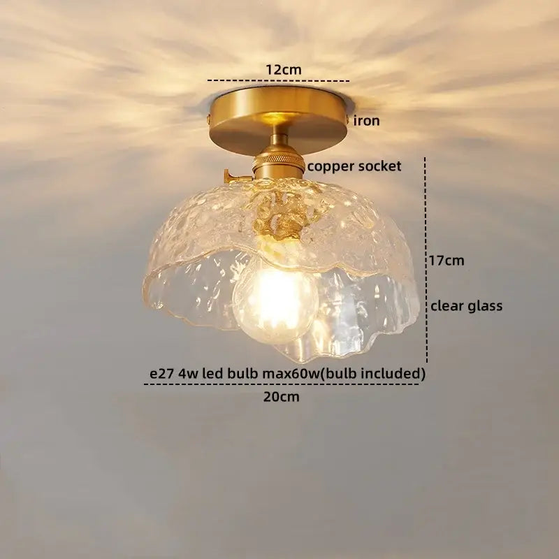 Modern gold etched glass led ceiling lamps living room light