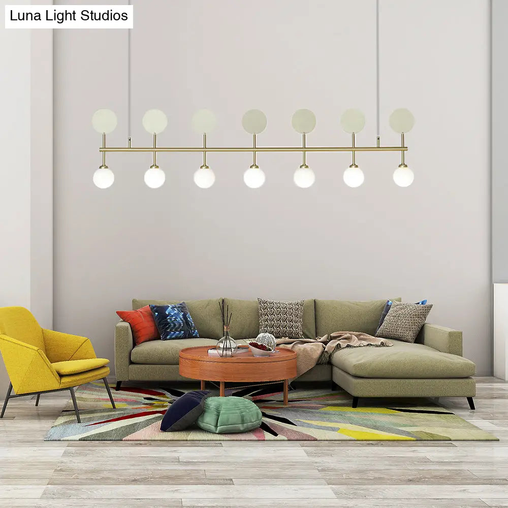 DecorBites™ Modern Gold Glass Ball Chandelier for Dining Room - 7-Light Linear Island Fixture
