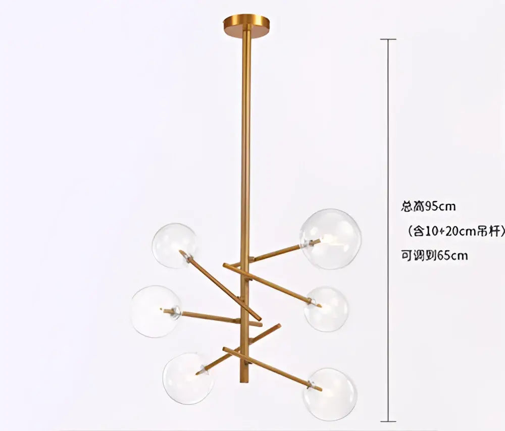 Modern gold glass ball iron chandelier living room light