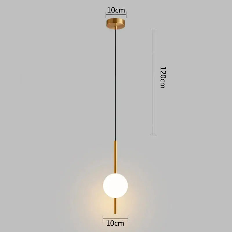 Modern gold glass ball pendant light bedroom hanging lamp