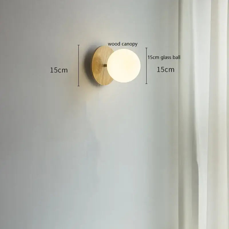 Modern gold glass ball wall lights with pull chain for bedroom