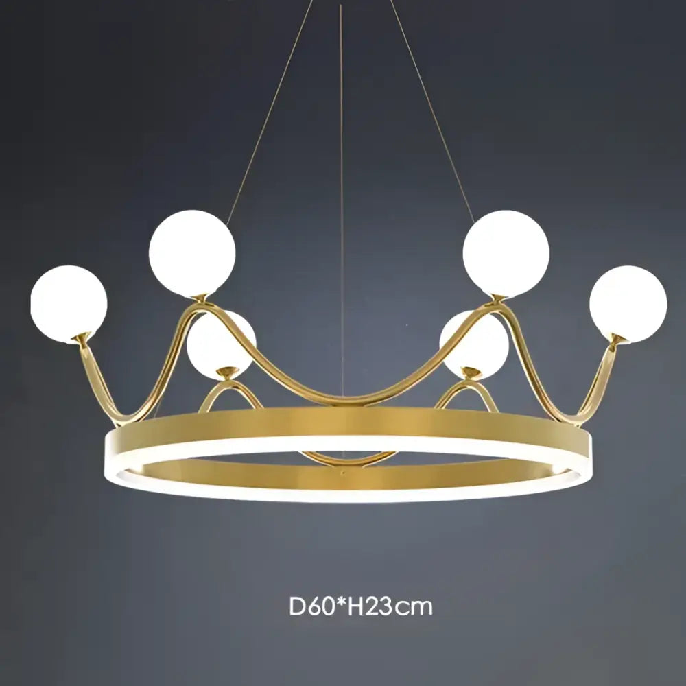 Modern gold glass crown chandelier – bedroom pendant light