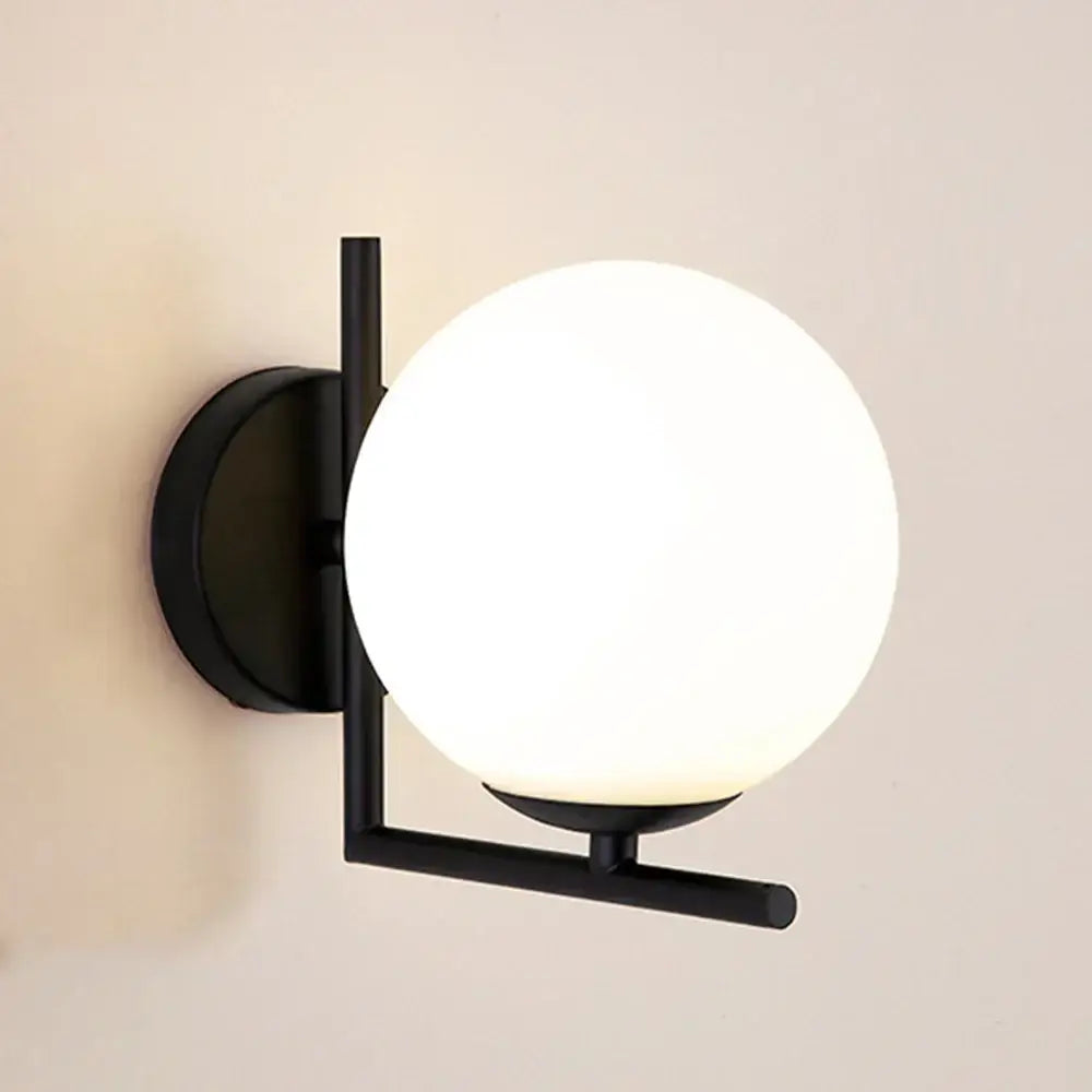 Modern gold glass globe wall lamp for bedroom
