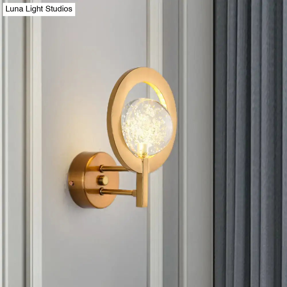 Modern gold globe wall lamp with clear crystal for bedroom 110v-120v