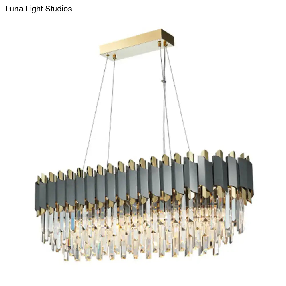 Modern gold & gray crystal light fixture – dining room chandelier