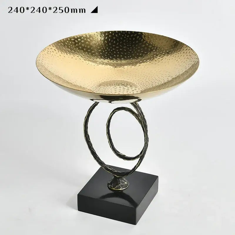 Modern gold hammered fruit bowl tray gold & black dining room